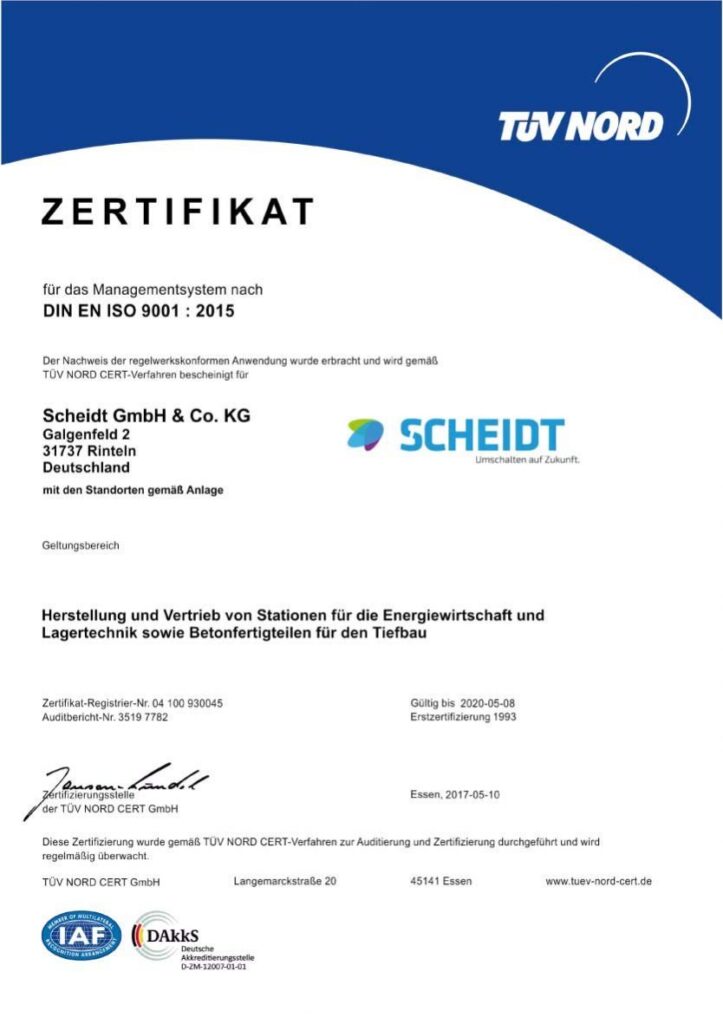 DIN EN ISO 9001 certificate