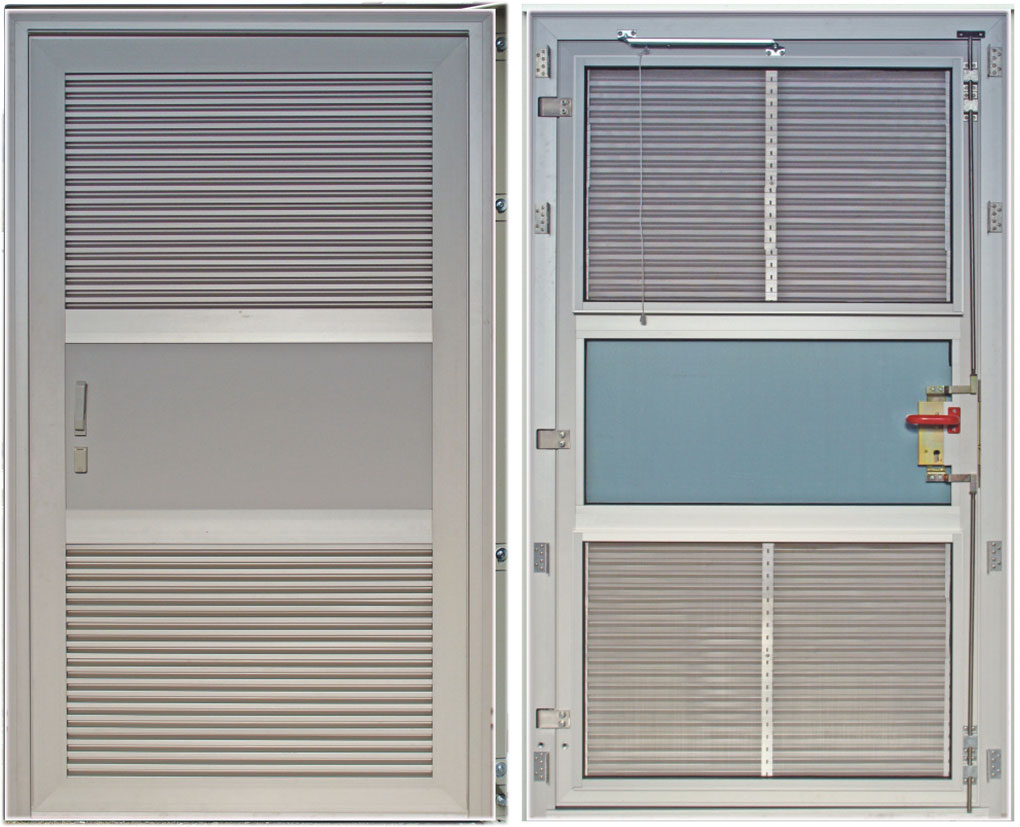 Aluminium door, ventilation grille top/bottom